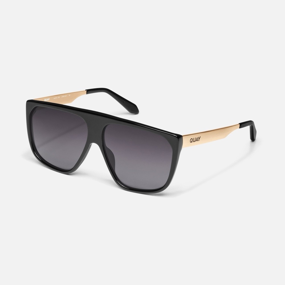 Quay Australia No‎ Curfew Black Frame Smoke Polarized Lens Shield Sunglasses NEW